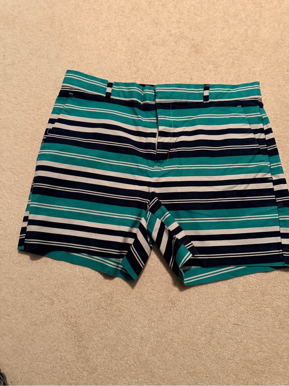 Banana Republic Teal, Navy & White Striped Shorts